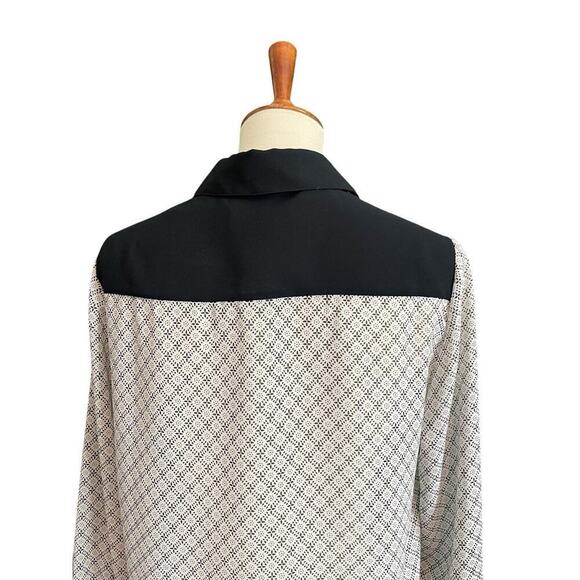 Cold Water Creek Blouse Women Size S Black Cream Button Down Semi Sheer Casual - Picture 8 of 10